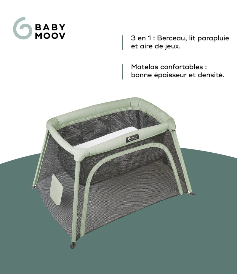 Lit parapluie utilisable dès la naissance et jusqu'à 4 ans - Berceau inclus - Moov & Comfy - Image 6